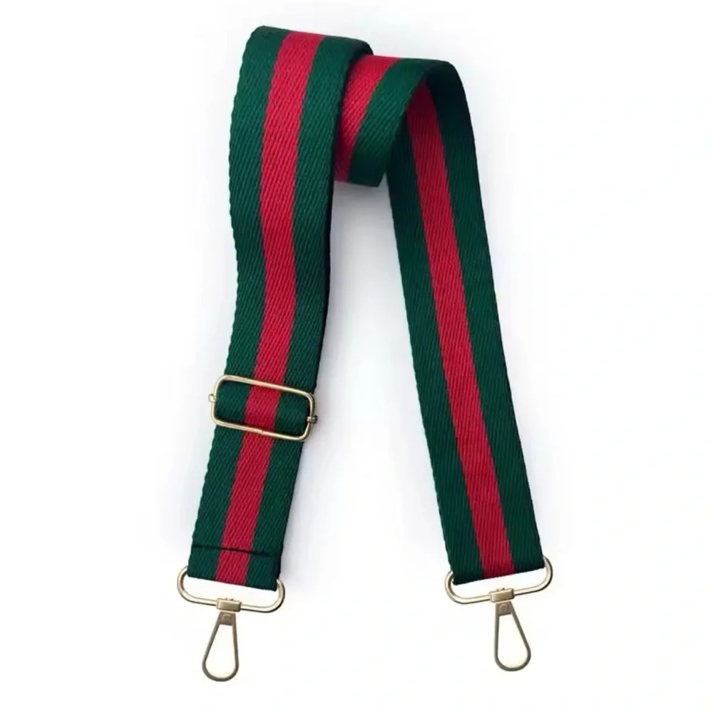 Adjustable Green and Red Stripe Crossbody Strap